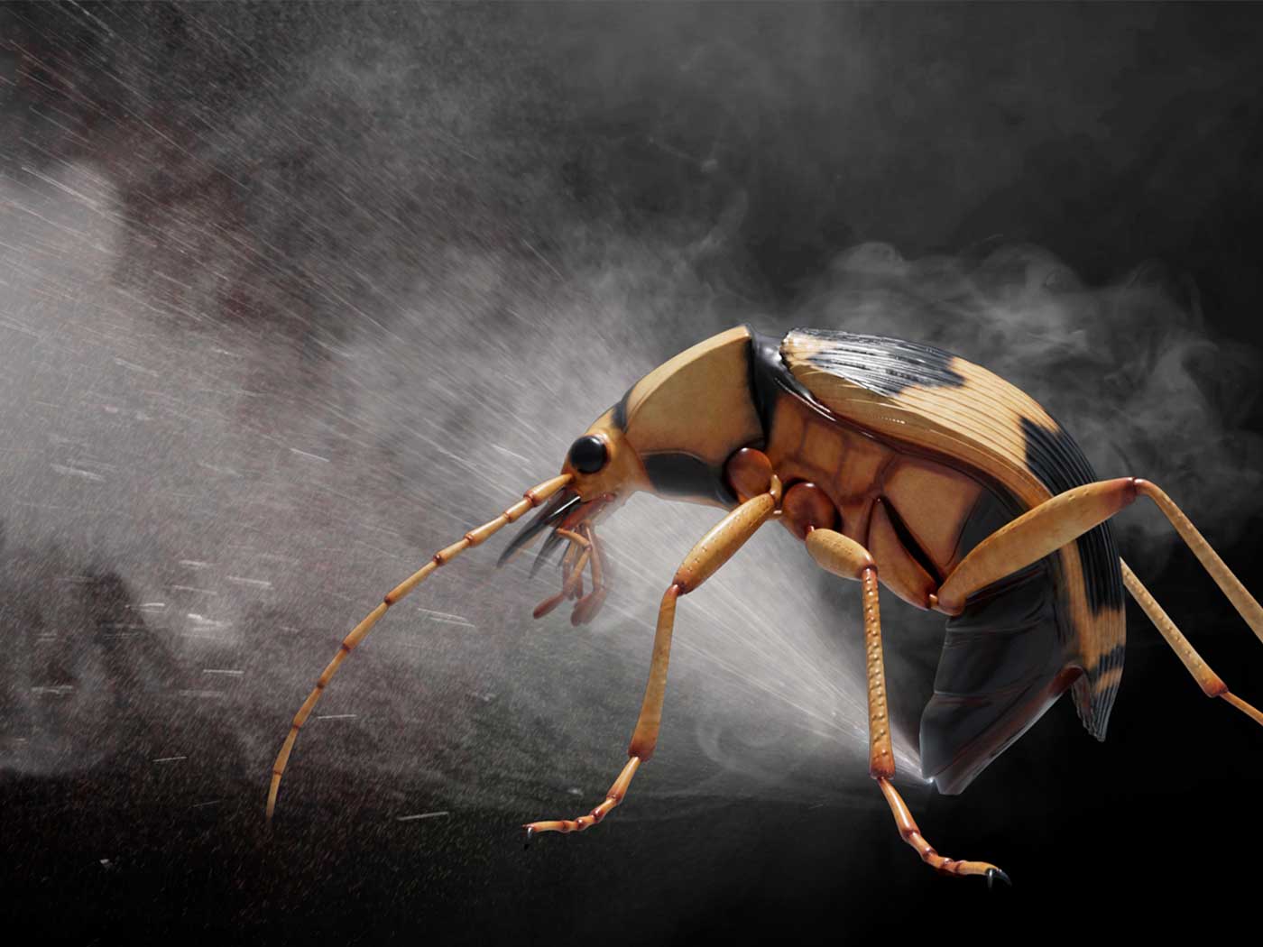 A rendering of a Stegosaurus in a forest